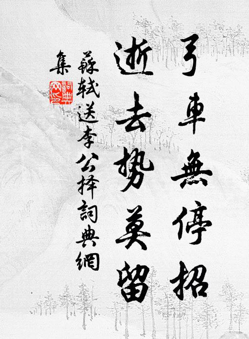 苏轼弓车无停招，逝去势莫留书法作品欣赏