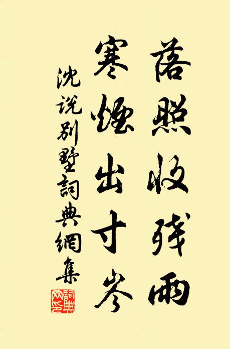 沈说落照收残雨，寒烟出寸岑书法作品欣赏