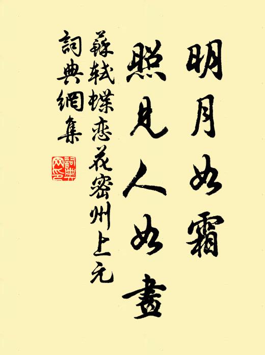 苏轼明月如霜，照见人如画书法作品欣赏