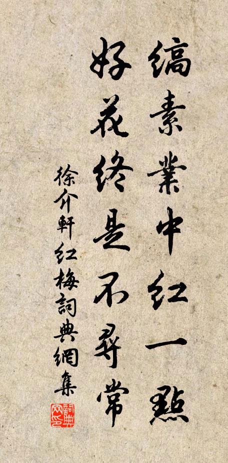 徐介轩缟素业中红一点，好花终是不寻常书法作品欣赏