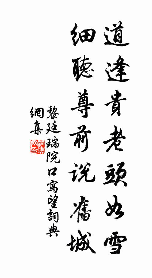 黎廷瑞道逢贵老头如雪，细听尊前说旧城书法作品欣赏