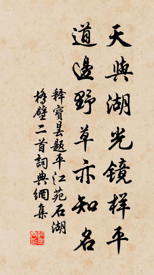 释宝昙天与湖光镜样平，道边野草亦知名书法作品欣赏