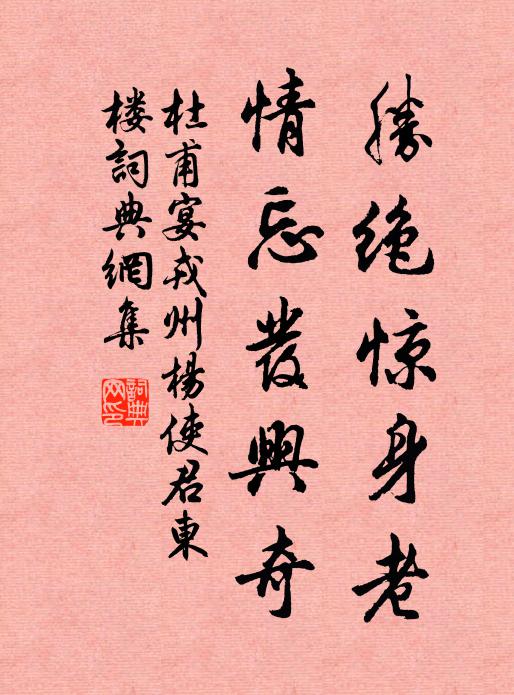 杜甫胜绝惊身老，情忘发兴奇书法作品欣赏
