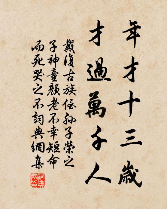 戴复古年才十三岁，才过万千人书法作品欣赏