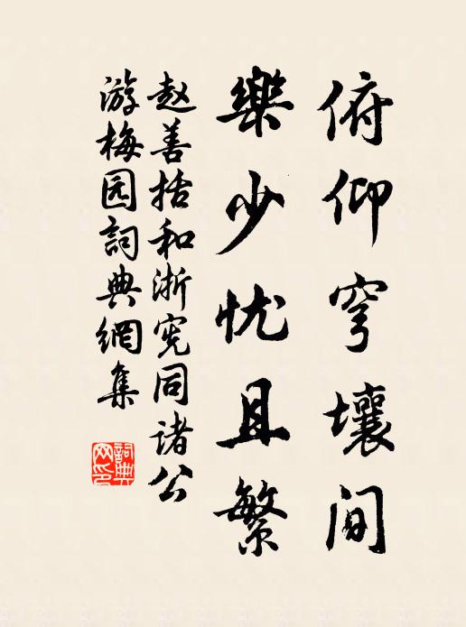 赵善括俯仰穹壤间，乐少忧且繁书法作品欣赏