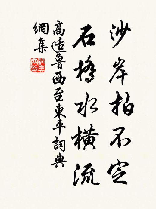 高适沙岸拍不定，石桥水横流书法作品欣赏