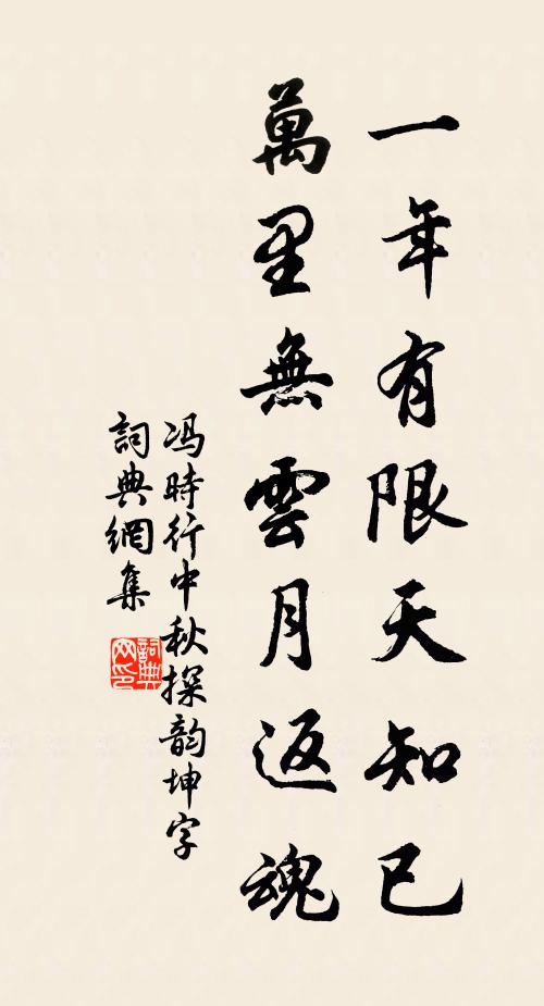 冯时行一年有限天知已，万里无云月返魂书法作品欣赏