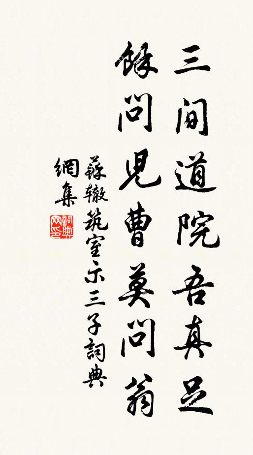 苏辙三间道院吾真足，余问儿曹莫问翁书法作品欣赏