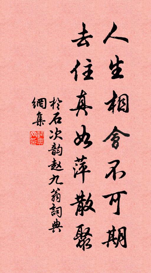 于石人生相会不可期，去住真如萍散聚书法作品欣赏