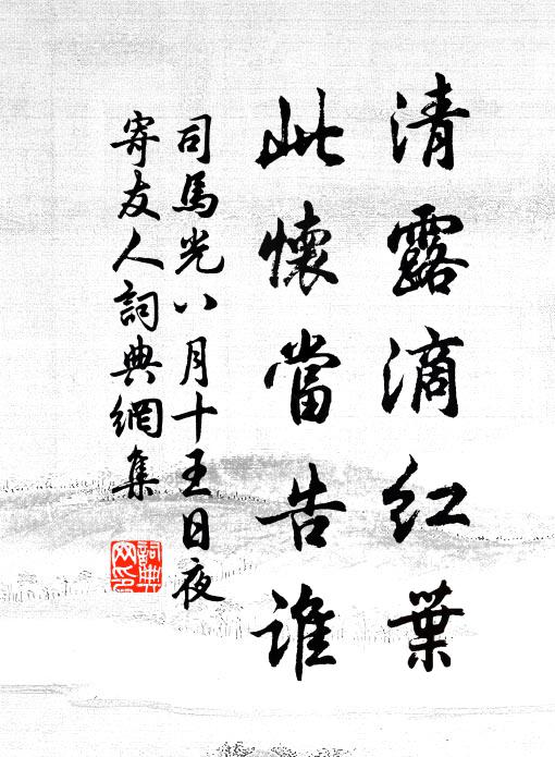 司马光清露滴红叶，此怀当告谁书法作品欣赏
