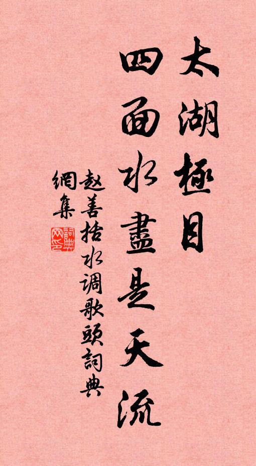 赵善括太湖极目，四面水尽是天流书法作品欣赏