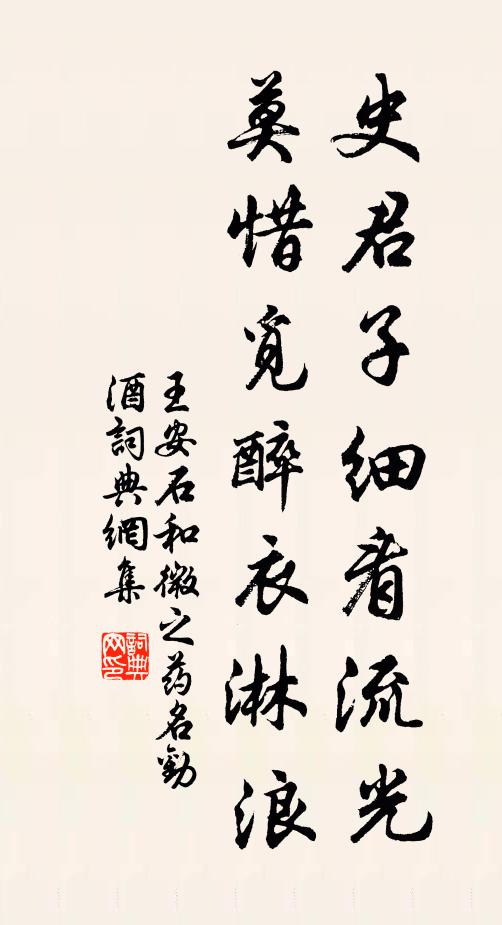 王安石史君子细看流光，莫惜觅醉衣淋浪书法作品欣赏