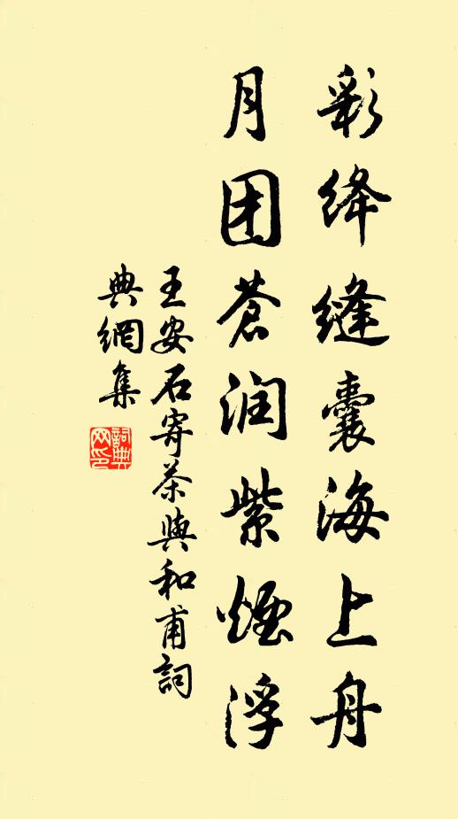 王安石彩绛缝囊海上舟，月团苍润紫烟浮书法作品欣赏