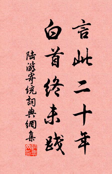 陆游言此二十年，白首终未践书法作品欣赏