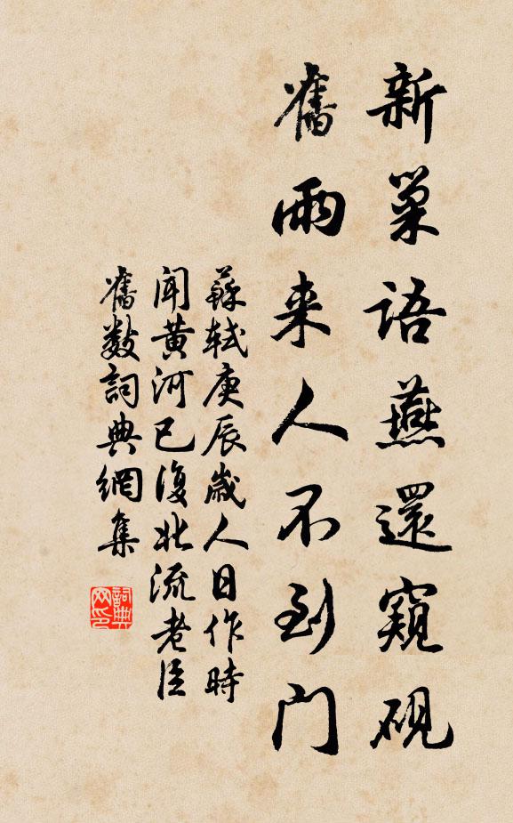 苏轼新巢语燕还窥砚，旧雨来人不到门书法作品欣赏