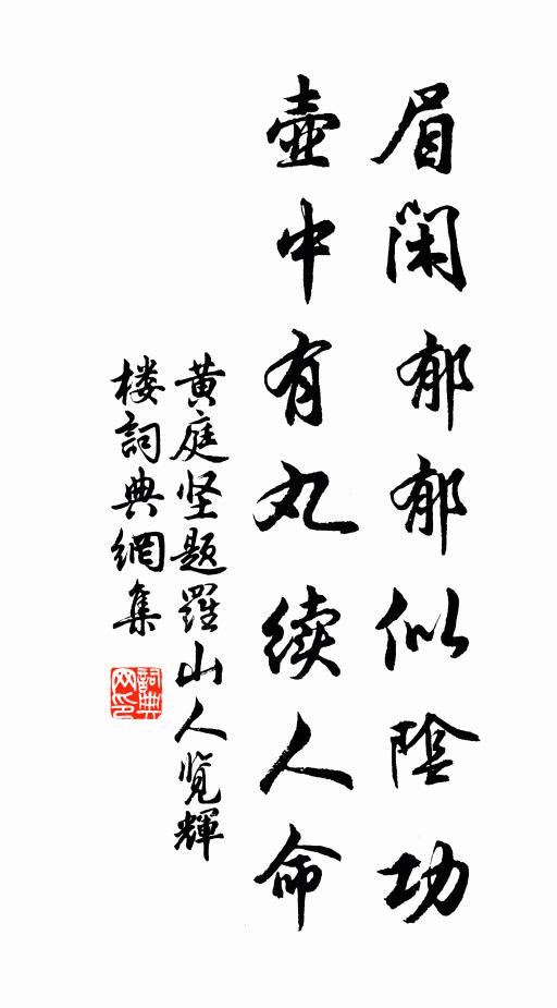 黄庭坚眉闲郁郁似阴功，壶中有丸续人命书法作品欣赏