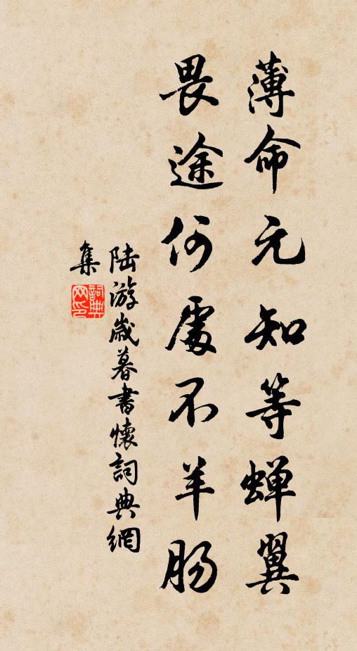 陆游薄命元知等蝉翼，畏途何处不羊肠书法作品欣赏