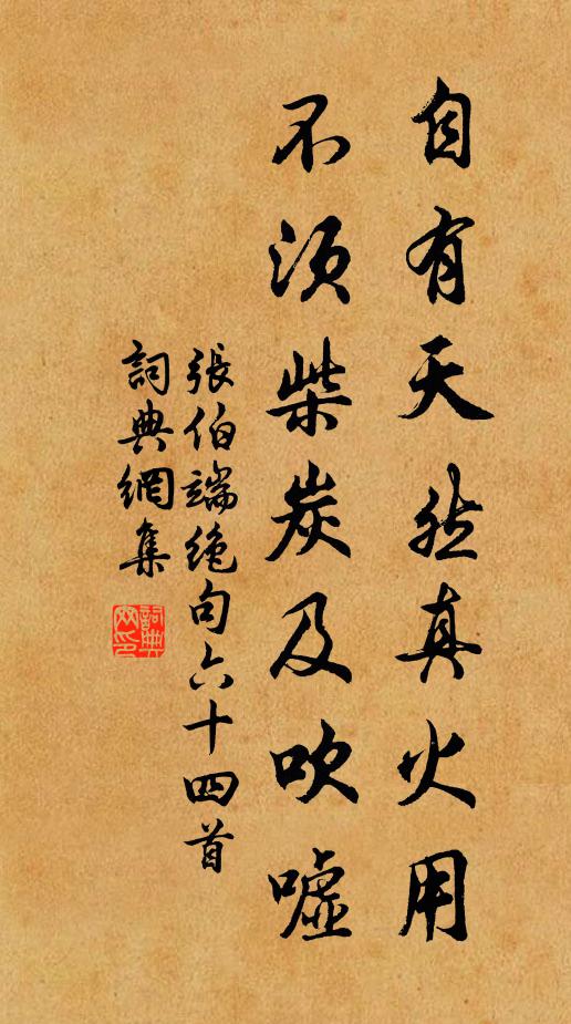 张伯端自有天然真火用，不须柴炭及吹嘘书法作品欣赏