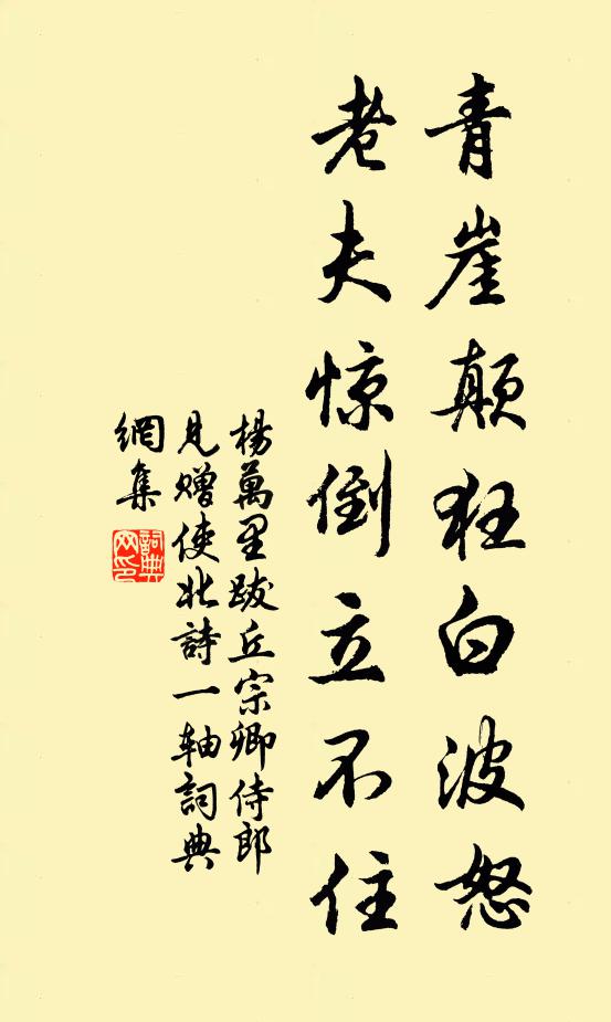 杨万里青崖颠狂白波怒，老夫惊倒立不住书法作品欣赏