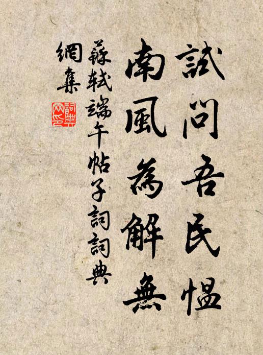 苏轼试问吾民愠，南风为解无书法作品欣赏