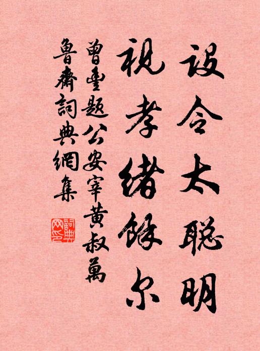 曾丰设令太聪明，视孝绪余尔书法作品欣赏