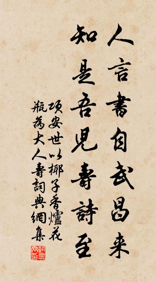 项安世人言书自武昌来，知是吾儿寿诗至书法作品欣赏