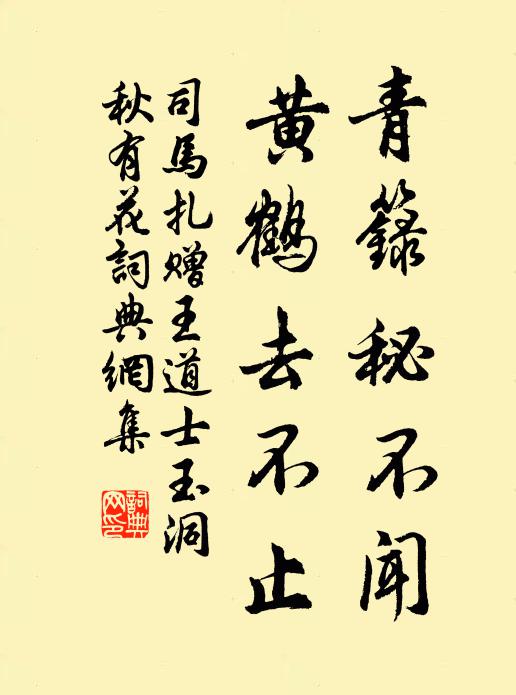 司马扎青箓秘不闻，黄鹤去不止书法作品欣赏