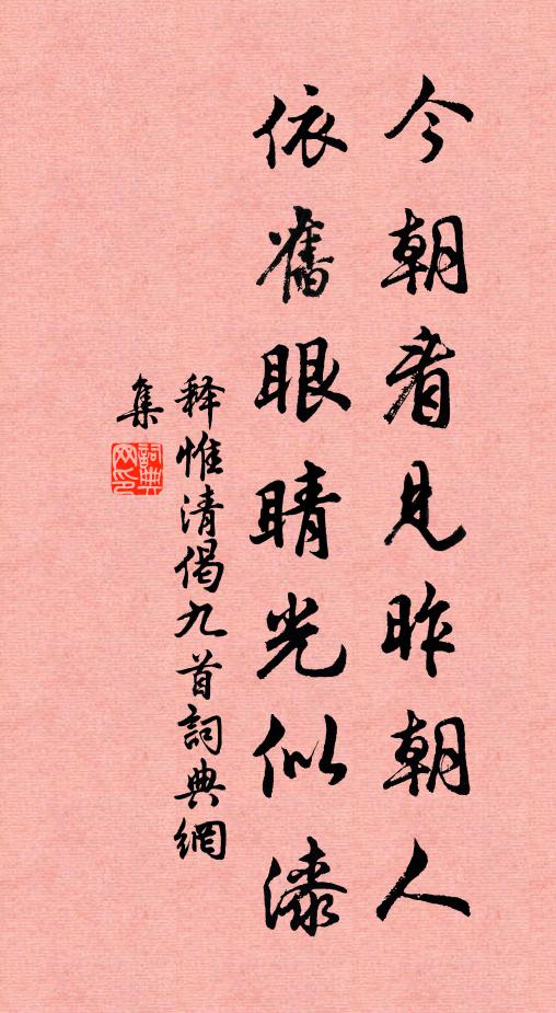 释惟清今朝看见昨朝人，依旧眼睛光似漆书法作品欣赏