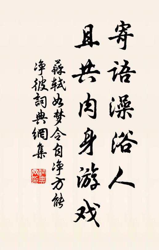 苏轼寄语澡浴人，且共肉身游戏书法作品欣赏