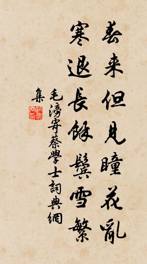 毛滂春来但见瞳花乱，寒退长余鬓雪繁书法作品欣赏