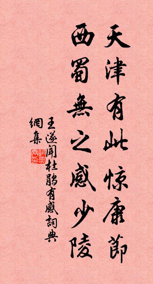 王遂天津有此惊康节，西蜀无之感少陵书法作品欣赏