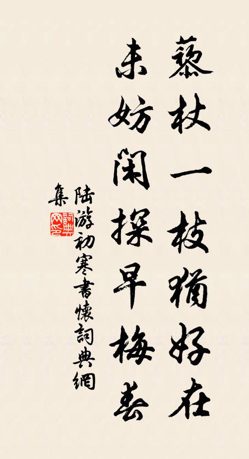 陆游藜杖一枝犹好在，未妨闲探早梅春书法作品欣赏