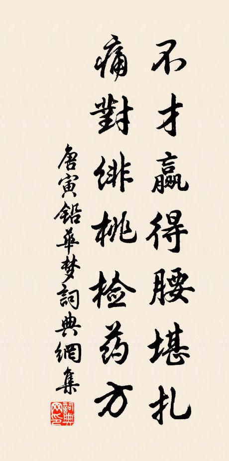 唐寅不才赢得腰堪扎，痛对绯桃检药方书法作品欣赏