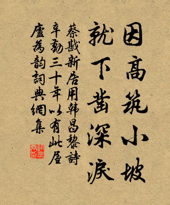 蔡戡因高筑小坡，就下凿深泪书法作品欣赏
