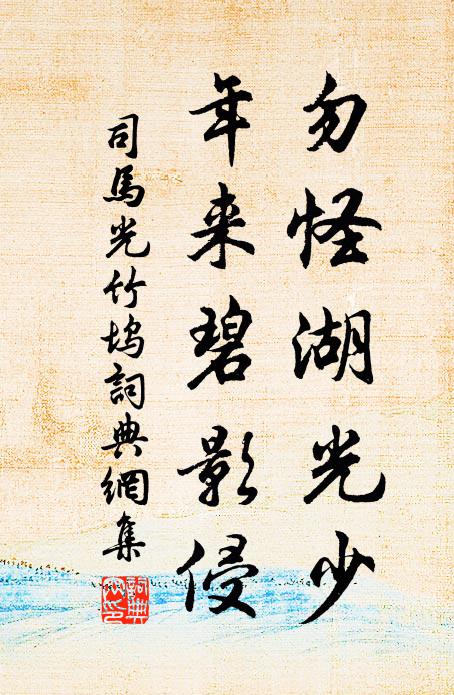 司马光勿怪湖光少，年来碧影侵书法作品欣赏