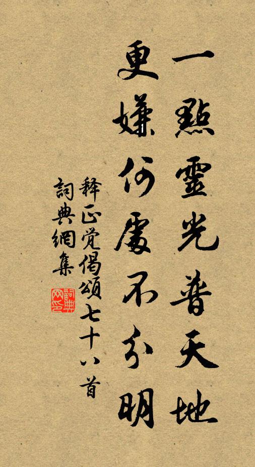 释正觉一点灵光普天地，更嫌何处不分明书法作品欣赏