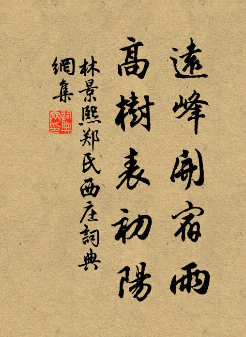 林景熙远峰开宿雨，高树表初阳书法作品欣赏