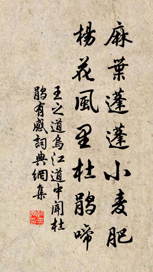 王之道麻叶蓬蓬小麦肥，杨花风里杜鹃啼书法作品欣赏