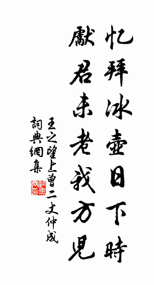 王之望忆拜冰壶日下时，先君未老我方儿书法作品欣赏