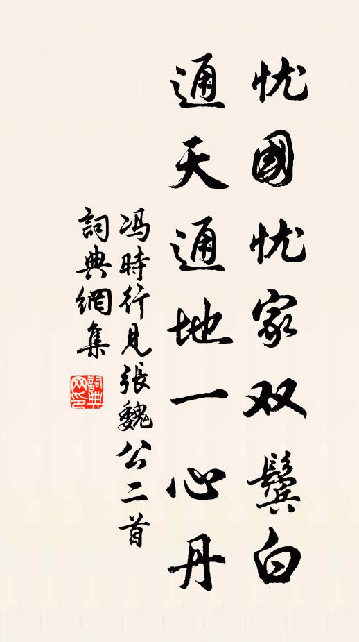 冯时行忧国忧家双鬓白，通天通地一心丹书法作品欣赏