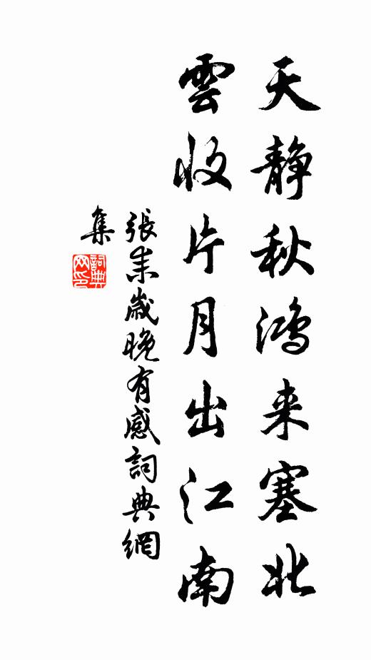 张耒天静秋鸿来塞北，云收片月出江南书法作品欣赏