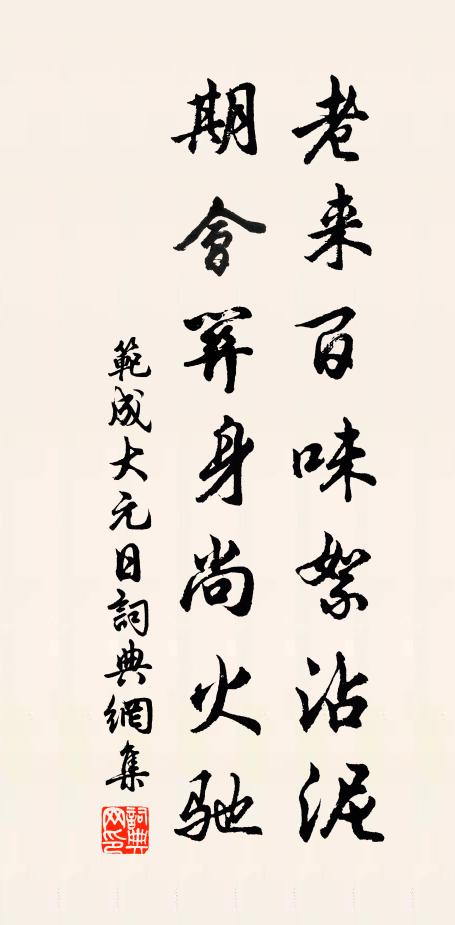 范成大老来百味絮沾泥，期会关身尚火驰书法作品欣赏