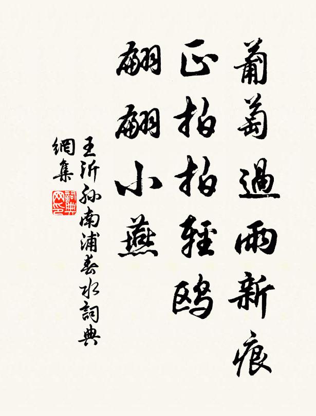 王沂孙葡萄过雨新痕，正拍拍轻鸥，翩翩小燕书法作品欣赏