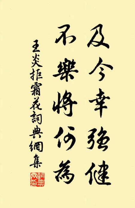 王炎及今幸强健，不乐将何为书法作品欣赏
