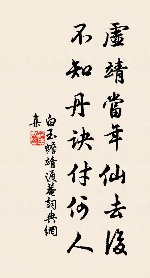 白玉蟾虚靖当年仙去后，不知丹诀付何人书法作品欣赏