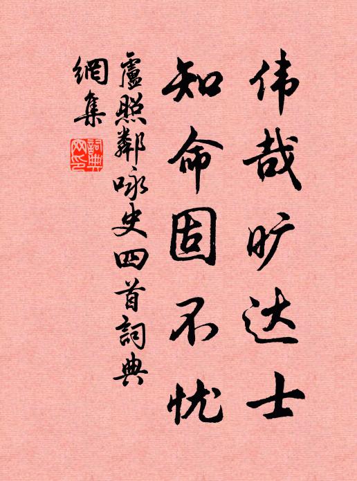 卢照邻伟哉旷达士,知命固不忧书法作品欣赏