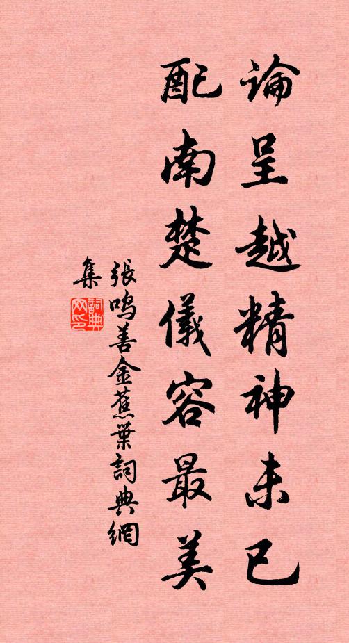 张鸣善论呈越精神未已，配南楚仪容最美书法作品欣赏