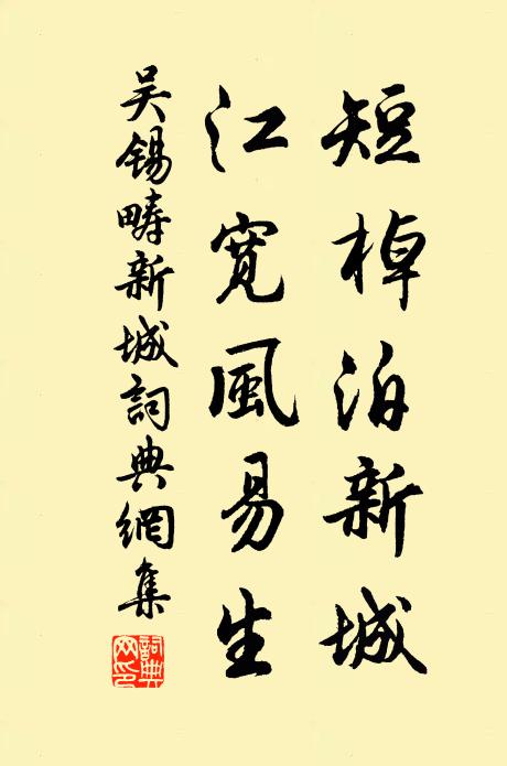 吴锡畴短棹泊新城，江宽风易生书法作品欣赏