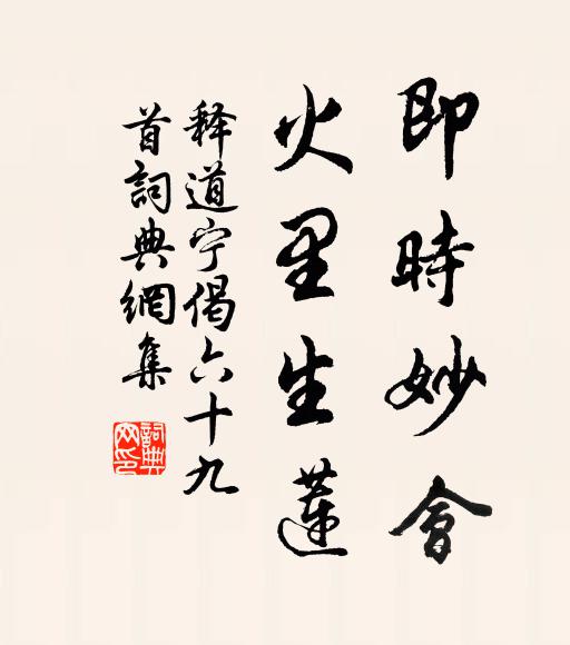 释道宁即时妙会，火里生莲书法作品欣赏