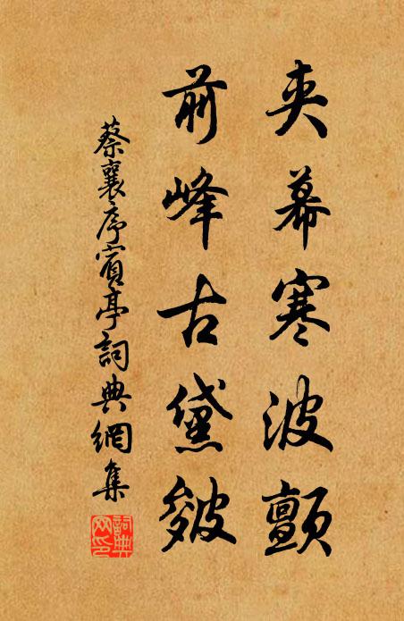 蔡襄夹幕寒波颤，前峰古黛皴书法作品欣赏